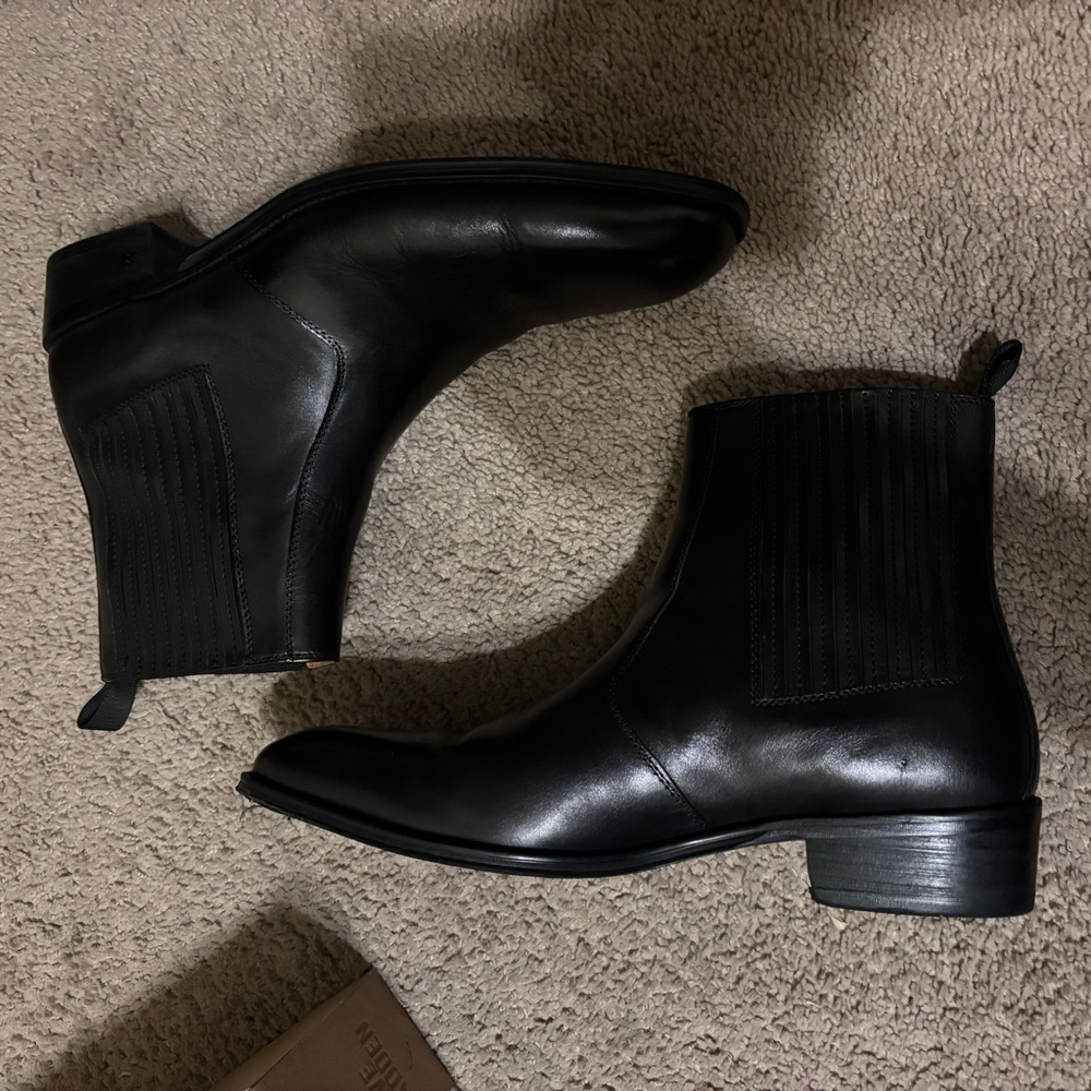 Steve Madden Black Leather Men's Ankle Boots
